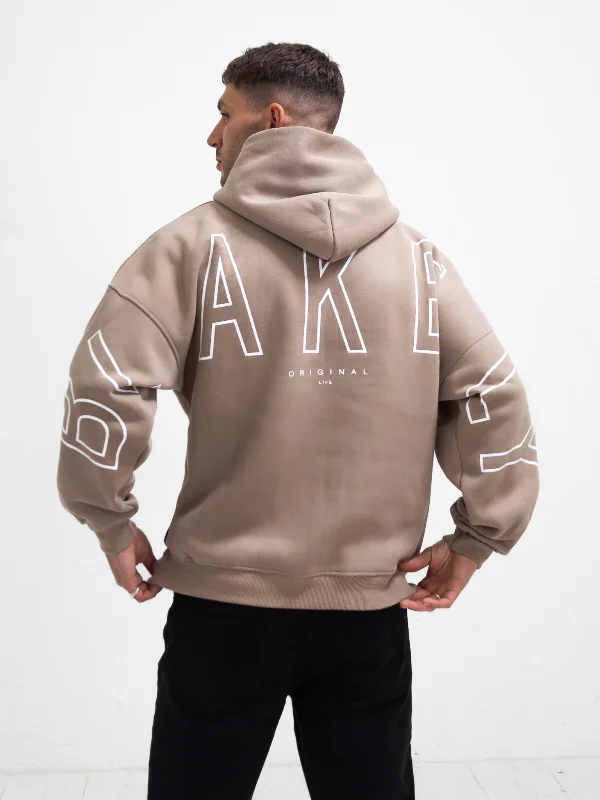 Unique Men's Custom HoodiesOutline Idris Oversized Hoodie - Brown