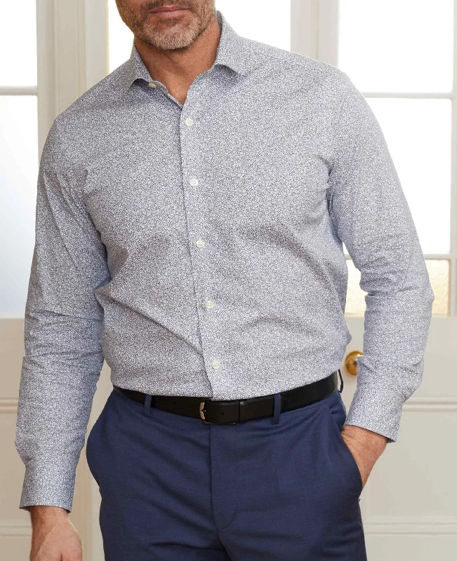 Men's Bold-Color Shirts for a Statement PieceNavy White Stretch Cotton Printed Slim Fit Casual Shirt