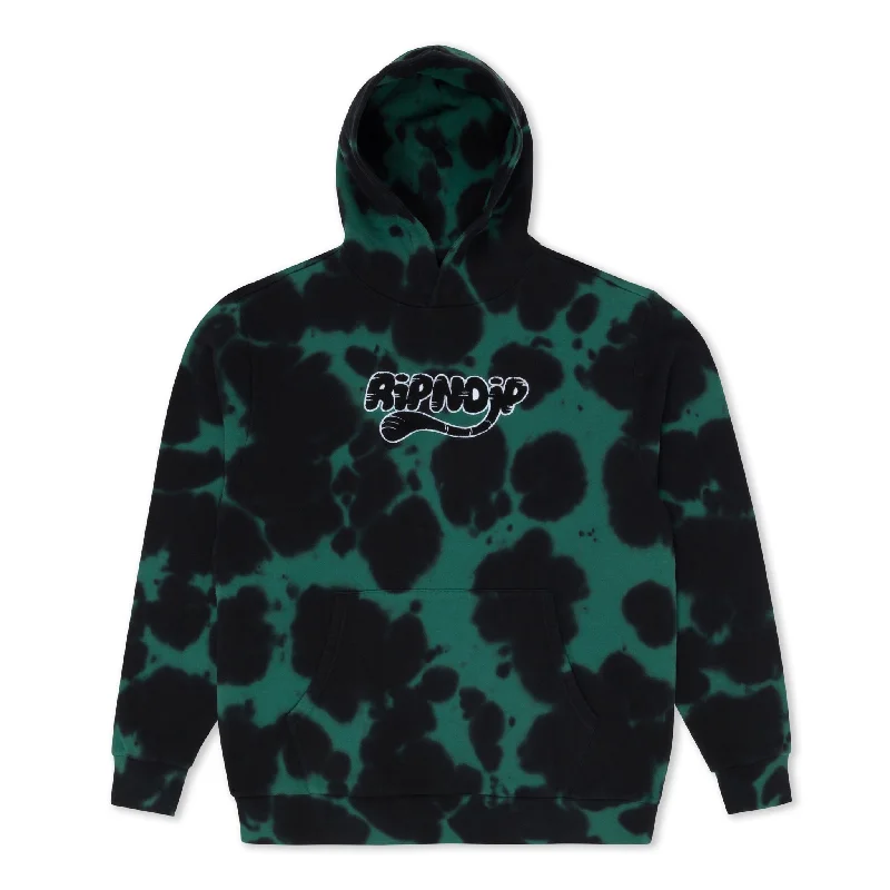 Men's Hoodies with Vintage StyleRipntail Hoodie (Green/Black Tie Dye)