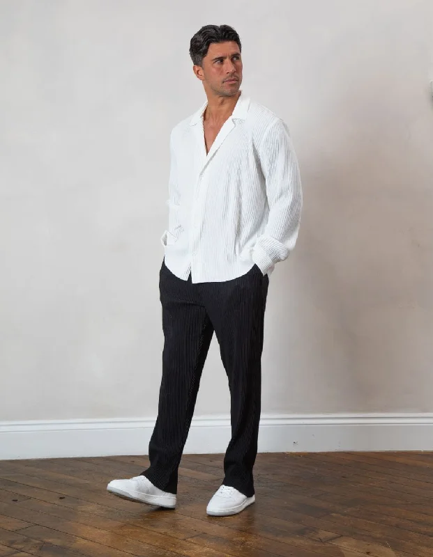 Men's Cowboy Shirts for Western StyleWhite Pleated L/S Shirt