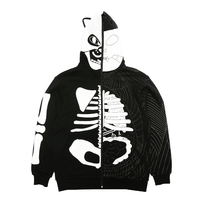 Designer Men's Hoodie JacketsSkelly Anatomy Full Zip Hoodie (Black/White)