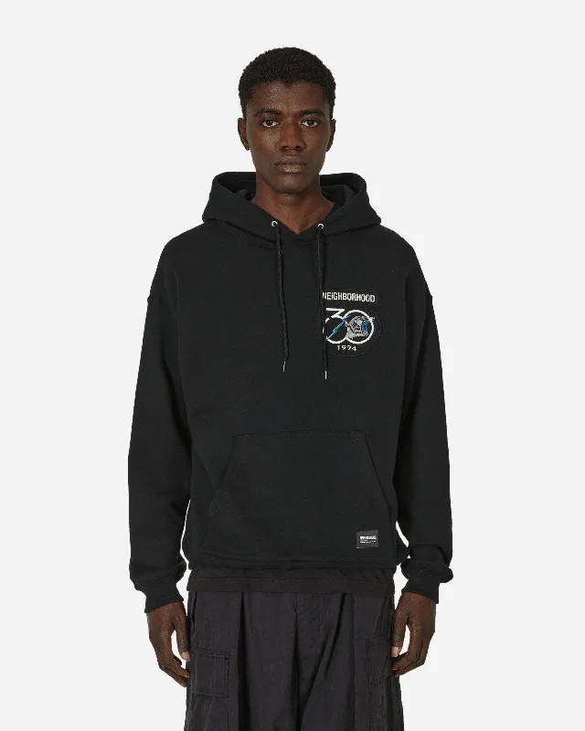 Essential Men's Sports HoodiesPatched Hooded Sweatshirt Black
