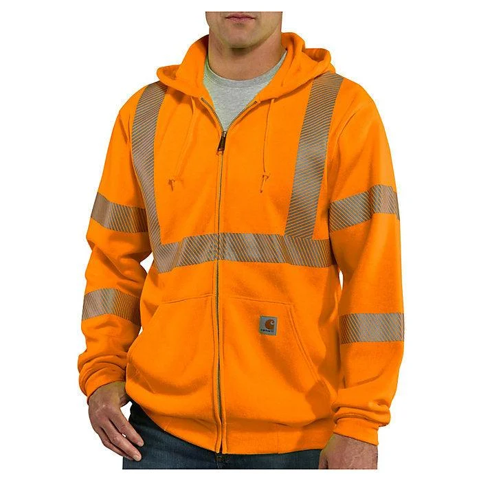 Men's Hoodies with Quick-Dry FabricHigh-Visibility Zip Front Class 3 Sweatshirt (Brite Orange) Men's Hoodies with Quick-Dry FabricHigh-Visibility Zip Front Class 3 Sweatshirt (Brite Orange)