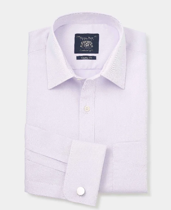 Men's Performance Shirts for Active LifestylesLilac Cotton Twill Classic Fit Formal Shirt - Double Cuff Men's Performance Shirts for Active LifestylesLilac Cotton Twill Classic Fit Formal Shirt - Double Cuff