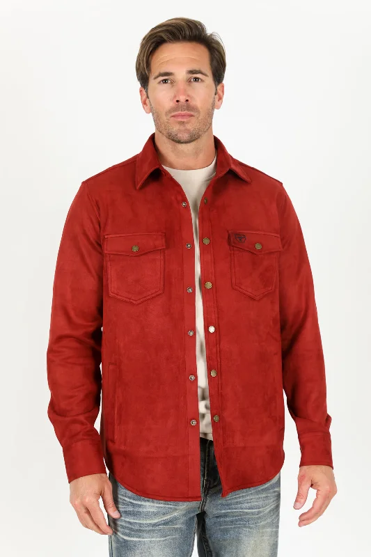 Men's Moisture-Wicking Shirts for All-Day ComfortMen's Faux Suede Overshirt - Red