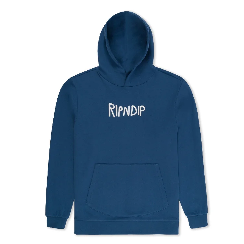 Men's Hoodies with Water-Repellent FabricRubber Logo Hoodie (Pacific Blue)