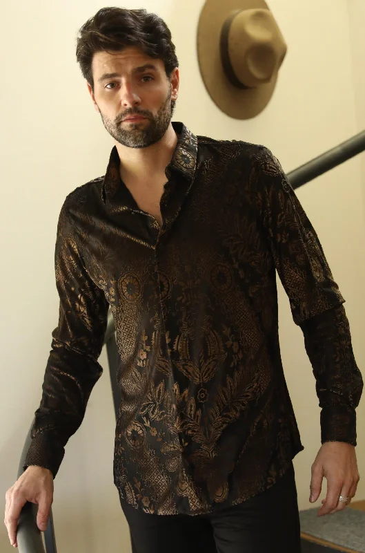 Versatile Men's Short-Sleeve ShirtsMens Modern Fit Stretch Velvet Fashion Shirt
