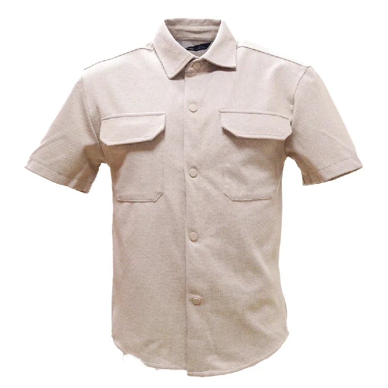 Men's Camouflage Shirts for an Outdoor AppealBeige Boxy Fit Overshirt Beige