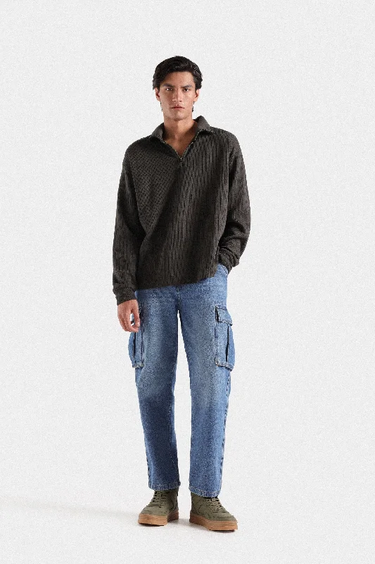 Men's Hoodies for SpringRib Quarter Zipper Sweatshirt