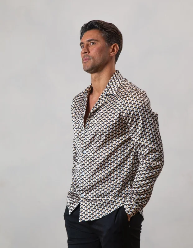 Men's Big and Tall Shirts for Added ComfortGold Illusion Print Shirt