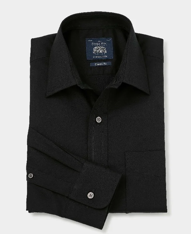 Men's Cowboy Shirts for Western StyleBlack Fine Twill Classic Fit Formal Shirt - Single Cuff Men's Cowboy Shirts for Western StyleBlack Fine Twill Classic Fit Formal Shirt - Single Cuff