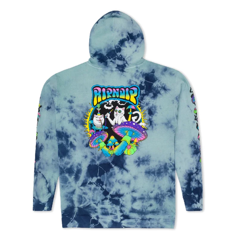 Modern Men's Tech HoodiesPsychedelic Garden Hoodie (Navy/Aqua Lightning Wash)