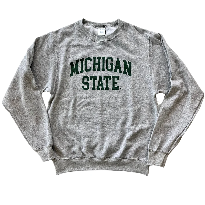 Men's Hoodies with Secret CompartmentsClassic Michigan State Heather Gray Crewneck Sweatshirt