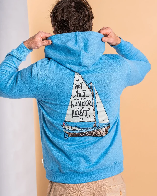 Men's Hoodies with Relaxed FitsLost Ships - Mens Pop Hoodie - Light Blue