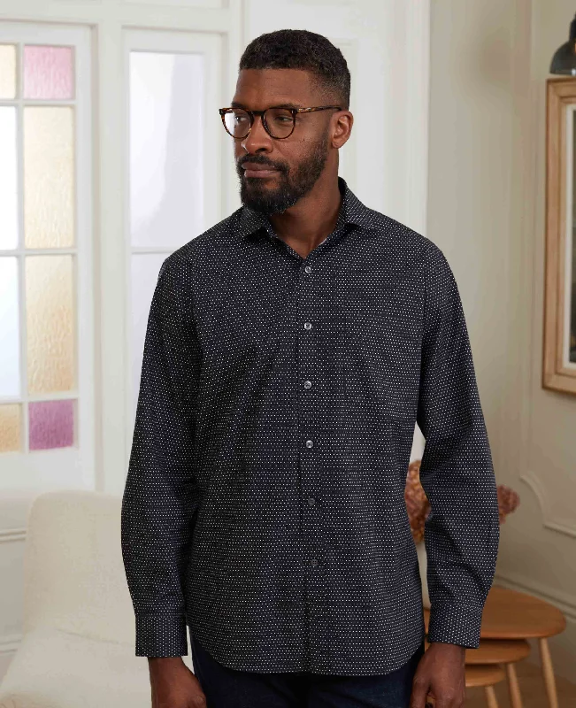 Men's Short-Sleeve Shirts for Warm WeatherBlack Pinspot Printed Shirt