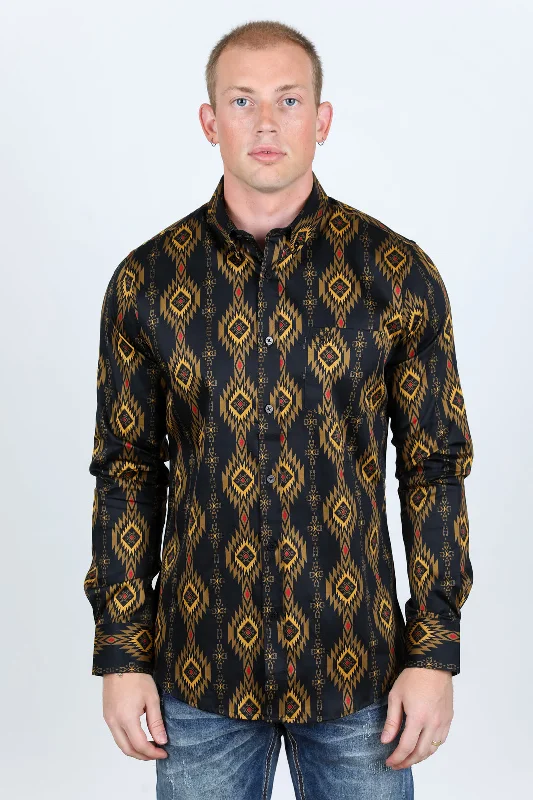 Men's Slim-Fit Shirts for a Flattering ShapeMen’s Legendary Aztec Cotton Spandex Modern Fit shirt - Black Men's Slim-Fit Shirts for a Flattering ShapeMen’s Legendary Aztec Cotton Spandex Modern Fit shirt - Black