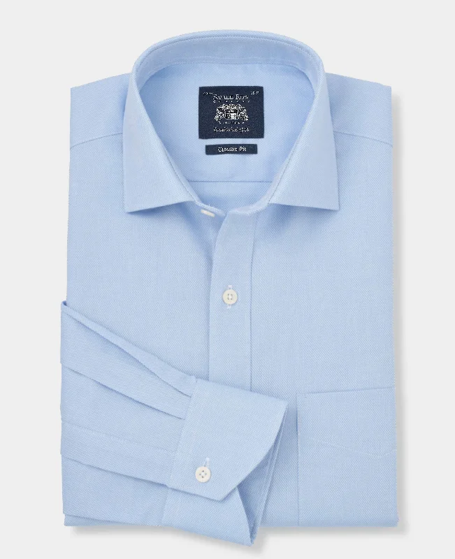Men's Solid-Color Block Shirts for a Bold StatementBlue Textured Cotton Classic Fit Formal Shirt - Single Cuff Men's Solid-Color Block Shirts for a Bold StatementBlue Textured Cotton Classic Fit Formal Shirt - Single Cuff