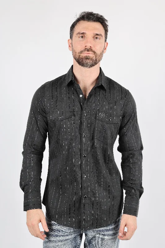 Men's Neutral-Tone Shirts for Versatile StylingMens Modern Fit Stretch Lurex Western Long Sleeve Shirt Men's Neutral-Tone Shirts for Versatile StylingMens Modern Fit Stretch Lurex Western Long Sleeve Shirt