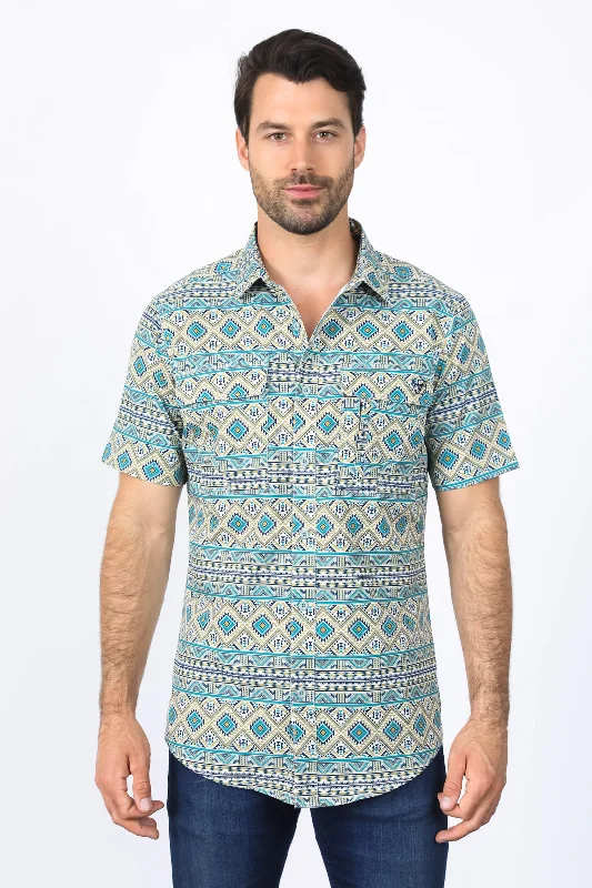 Men's Floral Print Shirts for Spring and SummerMens Performance Classic Fit Western Short Sleeve Aztec Print Beige Shirt Men's Floral Print Shirts for Spring and SummerMens Performance Classic Fit Western Short Sleeve Aztec Print Beige Shirt