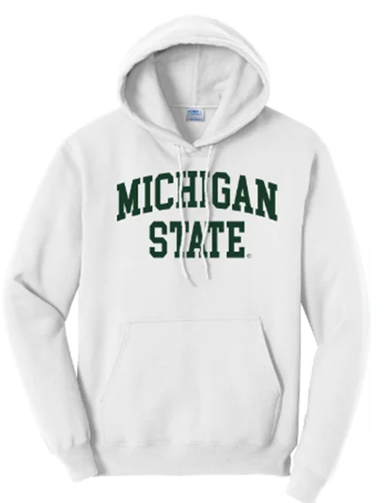Men's Hoodies with Reinforced HemsClassic Michigan State White Hoodie