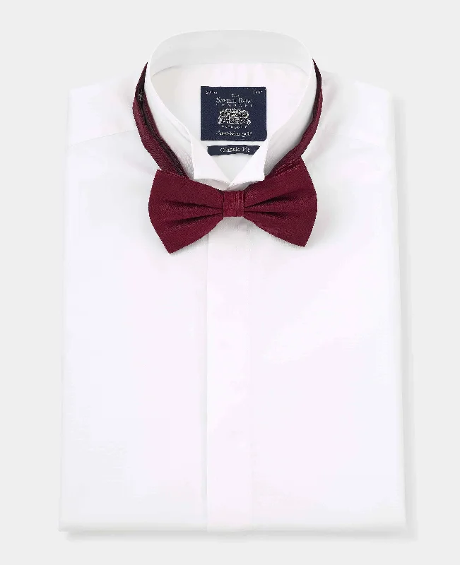 Men's Checkered Shirts for a Retro FeelWhite Classic Fit Wing Collar Formal Shirt - Double Cuff