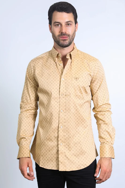 Men's Travel Shirts for Easy PackingMens Satin Cotton Modern Fit Khaki Long Sleeve Shirt Men's Travel Shirts for Easy PackingMens Satin Cotton Modern Fit Khaki Long Sleeve Shirt