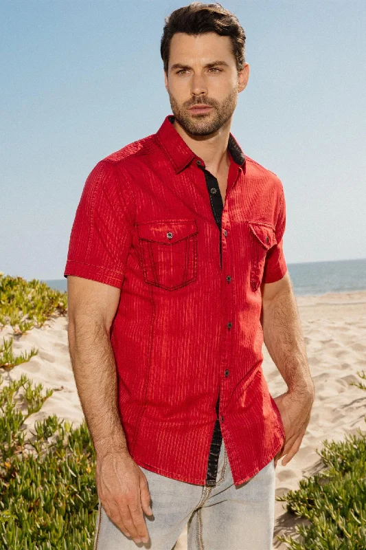 Men's Skinny-Fit Shirts for a Trendy LookMens Embroidery Modern Fit Stretch Short Sleeve Shirt Men's Skinny-Fit Shirts for a Trendy LookMens Embroidery Modern Fit Stretch Short Sleeve Shirt