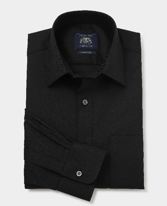 Men's Tennis Shirts for Court ComfortBlack Stretch Cotton Classic Fit Formal Shirt - Single Cuff Men's Tennis Shirts for Court ComfortBlack Stretch Cotton Classic Fit Formal Shirt - Single Cuff