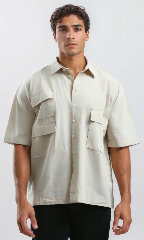 Men's Scoop Neck T-Shirts for a Relaxed FeelO182201 Beige Solid Casual Elbow-Sleeves Shirt Men's Scoop Neck T-Shirts for a Relaxed FeelO182201 Beige Solid Casual Elbow-Sleeves Shirt