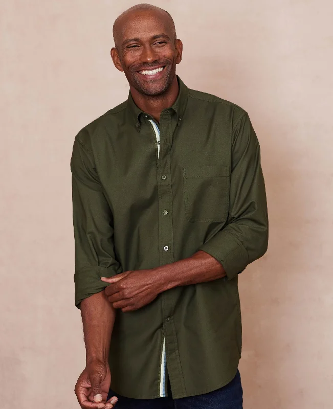 Men's Designer Dress Shirts for High-End FashionKhaki Classic Fit Button-Down Oxford Casual Shirt