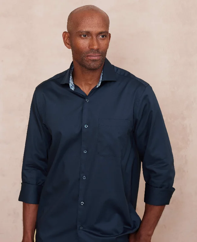 Men's Affordable Shirts for Budget-Friendly StyleNavy Cotton Twill Classic Fit Smart-Casual Shirt - Single Cuff Men's Affordable Shirts for Budget-Friendly StyleNavy Cotton Twill Classic Fit Smart-Casual Shirt - Single Cuff