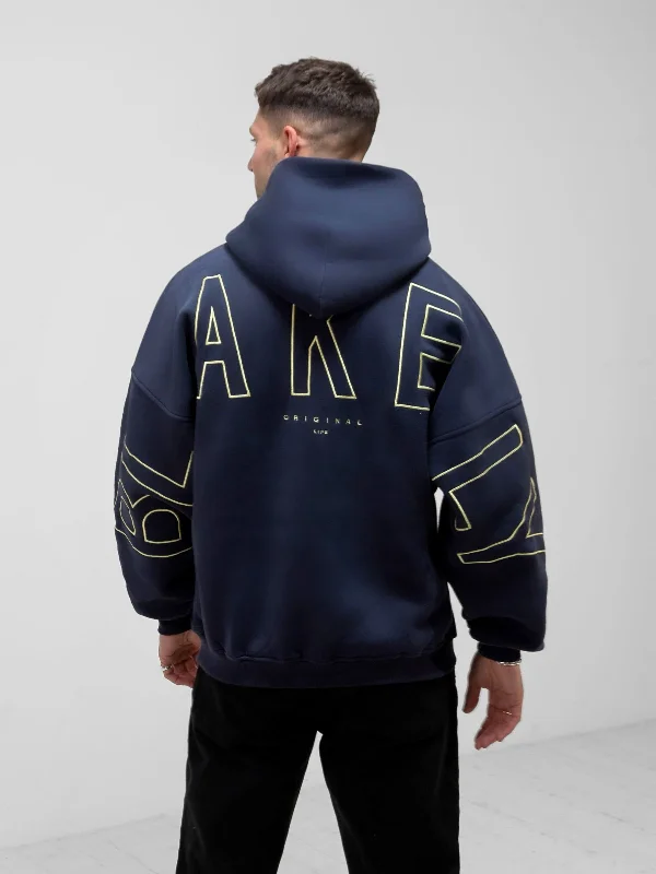 Men's Hoodies with Appliqué DetailsEmbroidered Idris Oversized Hoodie - Yellow