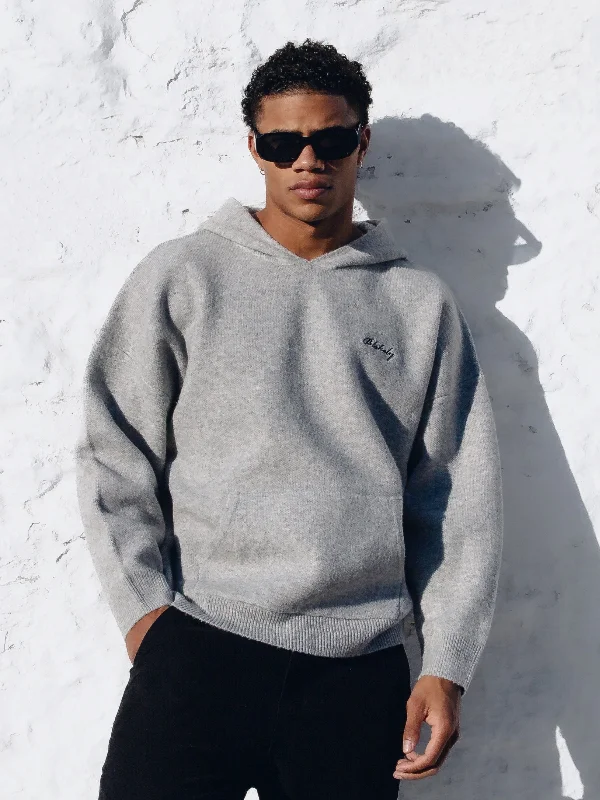 Men's Hoodies for RunningRelaxed Knitted Hoodie - Marl Grey