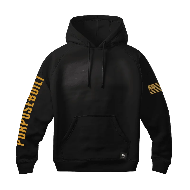 Casual Men's Zip-Up HoodiesPB Logo Hoodie, Black & Tan