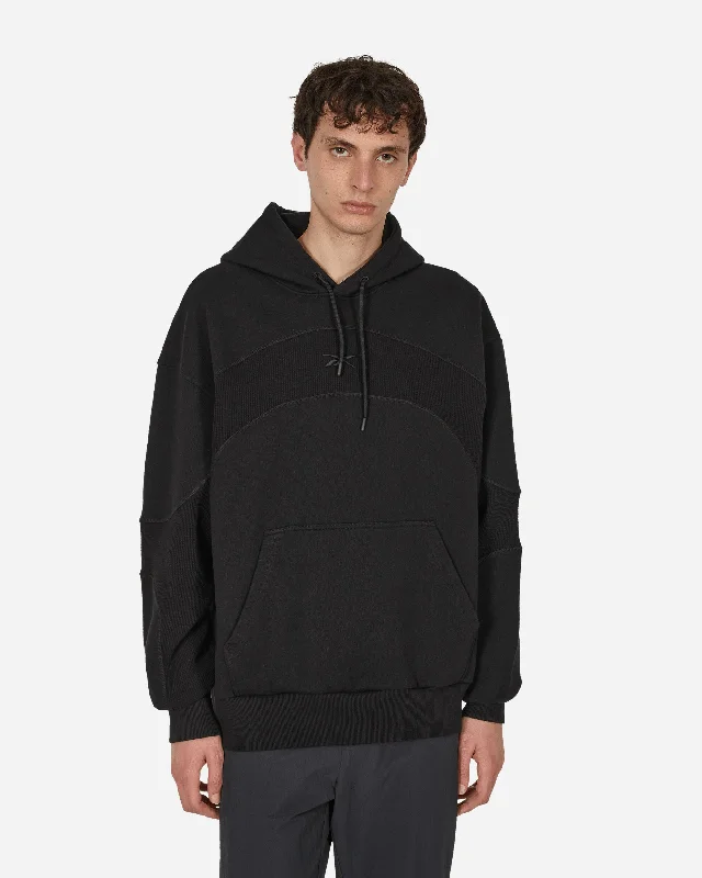 Lightweight Men's Running HoodiesWaffle Pattern Logo Hoodie Black