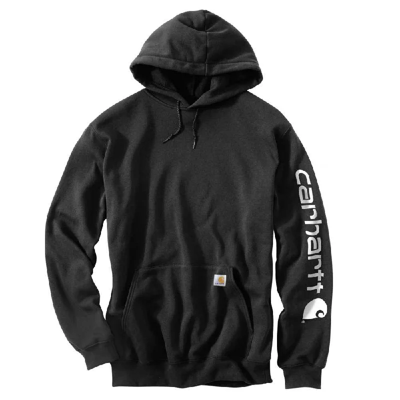 Men's Hoodies for StreetwearK288 Loose Fit Midweight Logo Sleeve Graphic Hoodie - Black