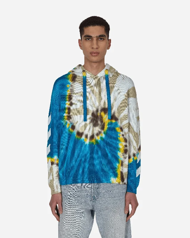 Practical Men's Water-Resistant HoodiesDiag Tie Dye Knit Hoodie Blue