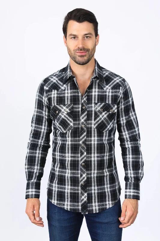 Men's Affordable Shirts for Budget-Friendly StyleMens Western Checkered Black Long Sleeve Shirts Men's Affordable Shirts for Budget-Friendly StyleMens Western Checkered Black Long Sleeve Shirts