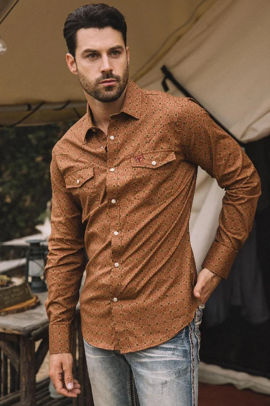Men's Big and Tall Shirts for Added ComfortMens Western Modern Fit Cotton/Spandex Long Sleeve Camel Shirt with Snaps Men's Big and Tall Shirts for Added ComfortMens Western Modern Fit Cotton/Spandex Long Sleeve Camel Shirt with Snaps