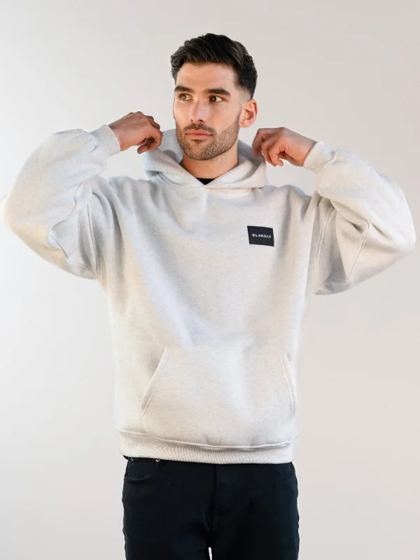 Men's Hoodies for BikingLabel Relaxed Hoodie - Marl White