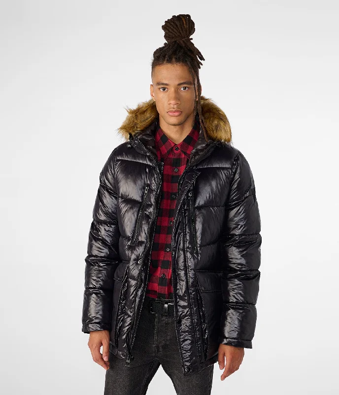 Men's Coats without LiningFaux Fur Hooded Puffer