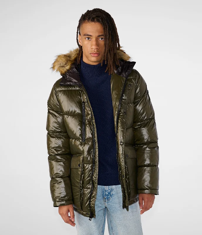 Men's Coats for Dressy OccasionsFaux Fur Hooded Puffer