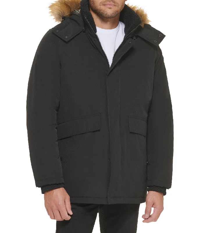 Men's Coats with Synthetic InsulationFaux Fur Parka
