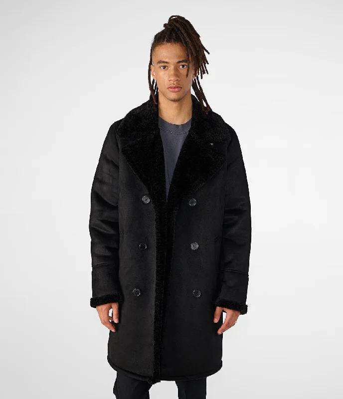 Men's Coats with Belted WaistsFaux Shearling Car Coat