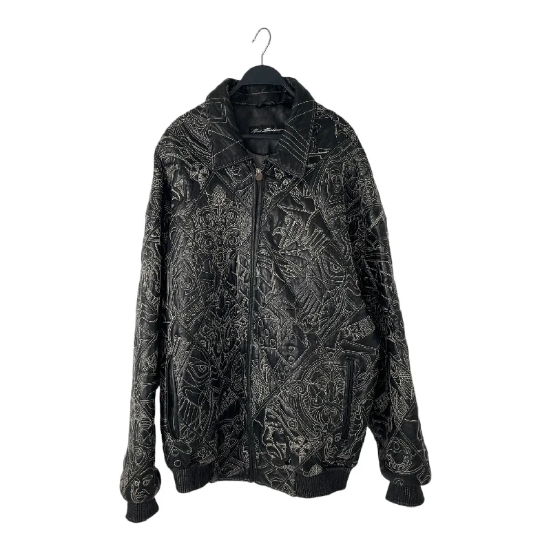 Men's Coats for SpringPelle Pelle/Jacket/52/Leather/BLK/All Over Print/full embroidered jkt Men's Coats for SpringPelle Pelle/Jacket/52/Leather/BLK/All Over Print/full embroidered jkt