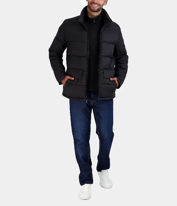 Men's Coats with PocketsStand Collar Puffer With Attached Bib