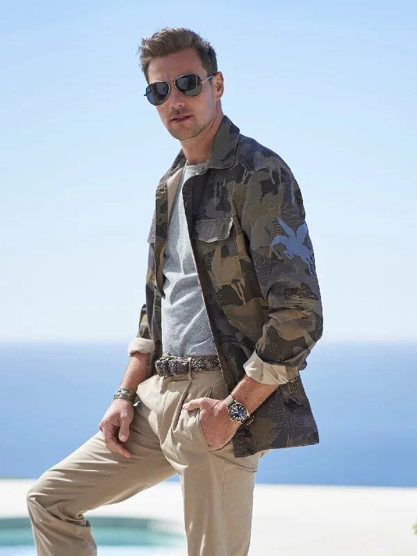 Men's Coats for SnowshoeingCamo Cotton Stretch Shirt Jacket