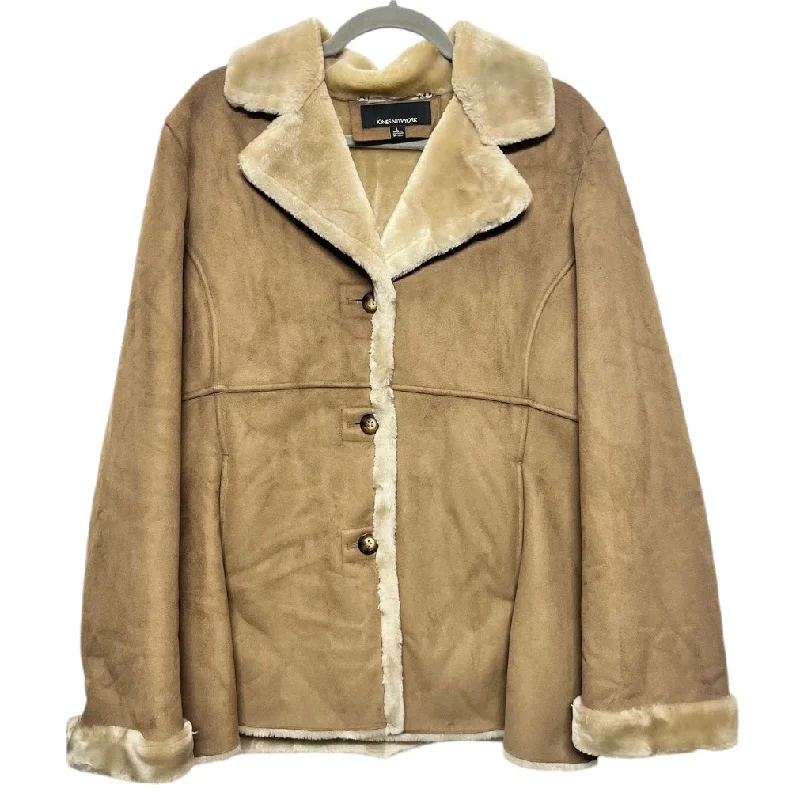 Men's Coats Made in the USACoat Faux Fur & Sherpa By Jones New York In Tan, Size: L