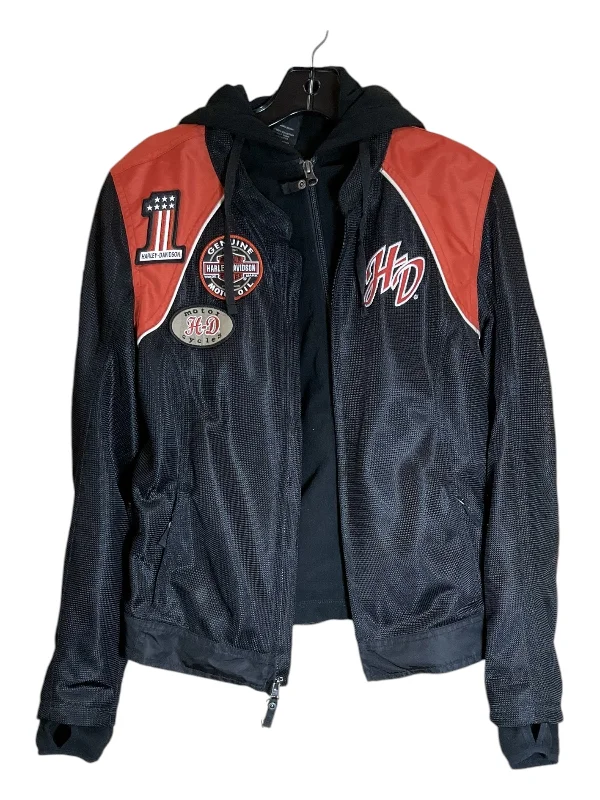 Men's Coats with Quilted LiningCoat Other By Harley Davidson In Black & Orange, Size: M