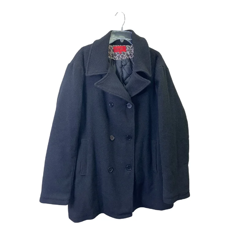Men's Coats with Snap ButtonsCoat Peacoat By Excelled Collection In Black, Size:3X